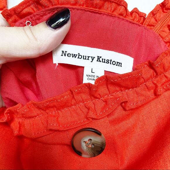 Newbury Kustom Button Front Ruffle Strap Dress Size Large - Picture 5 of 14